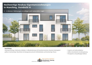 Manching! 2,5-ZKB Dachgeschoss-Whg. mit 6,14 m² Süd-/West-Balkon, Fußbodenheizung, elektrische Rollläden, Videosprechanlage und Dusche bodengleich!, 85077 Manching, Etagenwohnung