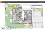 Geisenfeld! 2-ZKB Obergeschoss-Whg. mit 9,87 m² Süd-/West-Balkon, Aufzug, Fußbodenheizung, elektrischen Rollläden, Videosprechanlage und TG-Stellpl.! - Freiflächenplan