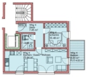 Grundriss Wohnung 4 - Reichertshausen! 2-ZKB Obergeschoss-Whg. mit 8 m² Süd-Ost-Balkon, Fußbodenheizung, elektrische Rollläden, Videosprechanlage und bodengleicher Dusche!