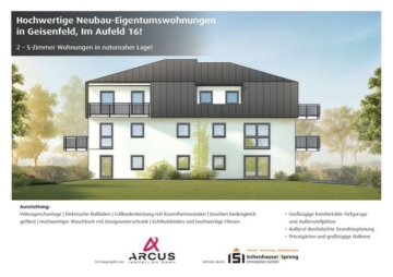 Geisenfeld! Neubau! 3,5-Zimmer Erdgeschoss-Wohnung mit Aufzug, Garten, Fußbodenheizung, elektrischen Rollläden, Videosprechanlage und TG-Stellplatz!, 85290 Geisenfeld, Terrassenwohnung