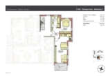 Grundriss Wohnung 3 - 2-ZKB Obergeschoss-Wohnung mit Süd-Balkon, elektrischen Rollläden, Fußbodenheizung und bodengleicher Dusche in ruhiger Lage von Schrobenhausen!