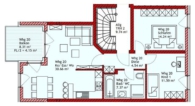 Grundriss Wohnung 20 - Pfaffenhofen! Neubau! 3-Zimmer Obergeschoss-Wohnung mit 8,31 m² Süd-/West-Balkon, Fußbodenhzg., TG-Stellpl., elektrischen Rollläd., Videosprechanlage!