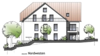 Ansicht Nord-Westen - Pfaffenhofen! Neubau! 4-Zimmer Dachgeschoss-Wohnung mit ca. 50 m²-Dachterrasse, Fußbodenhzg., Aufzug, TG-Stellplatz, elektri. Rollläden, Videosprech.!