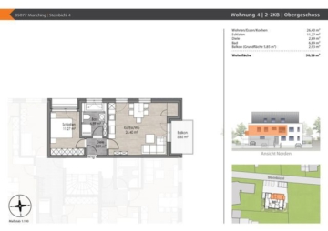 Manching! 2-ZKB Obergeschoss-Whg. mit 5,85 m² West-Balkon, Fußbodenheizung, elektrische Rollläden, Videosprechanlage, Keller und Dusche bodengleich!, 85077 Manching, Etagenwohnung