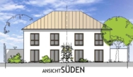 Ansicht Süden - Geisenfeld - Nähe Zentrum! Moderne Neubau-DHH mit Garten, Fußbodenheizung, elektrischen Rollläden, Videosprechanlage, Garage, Stellplatz und Keller!